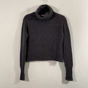 Knit Brand Women Charcoal Grey Turtleneck 100% Cashmere Sweater